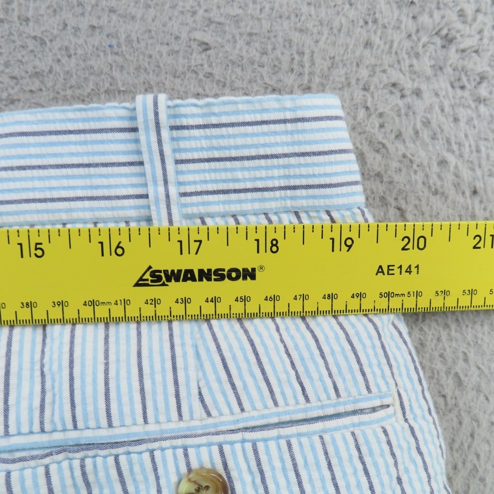 Peter Millar Shorts Men 40 Blue Brown Seersucker Pleated Pockets Golf - Picture 7 of 9
